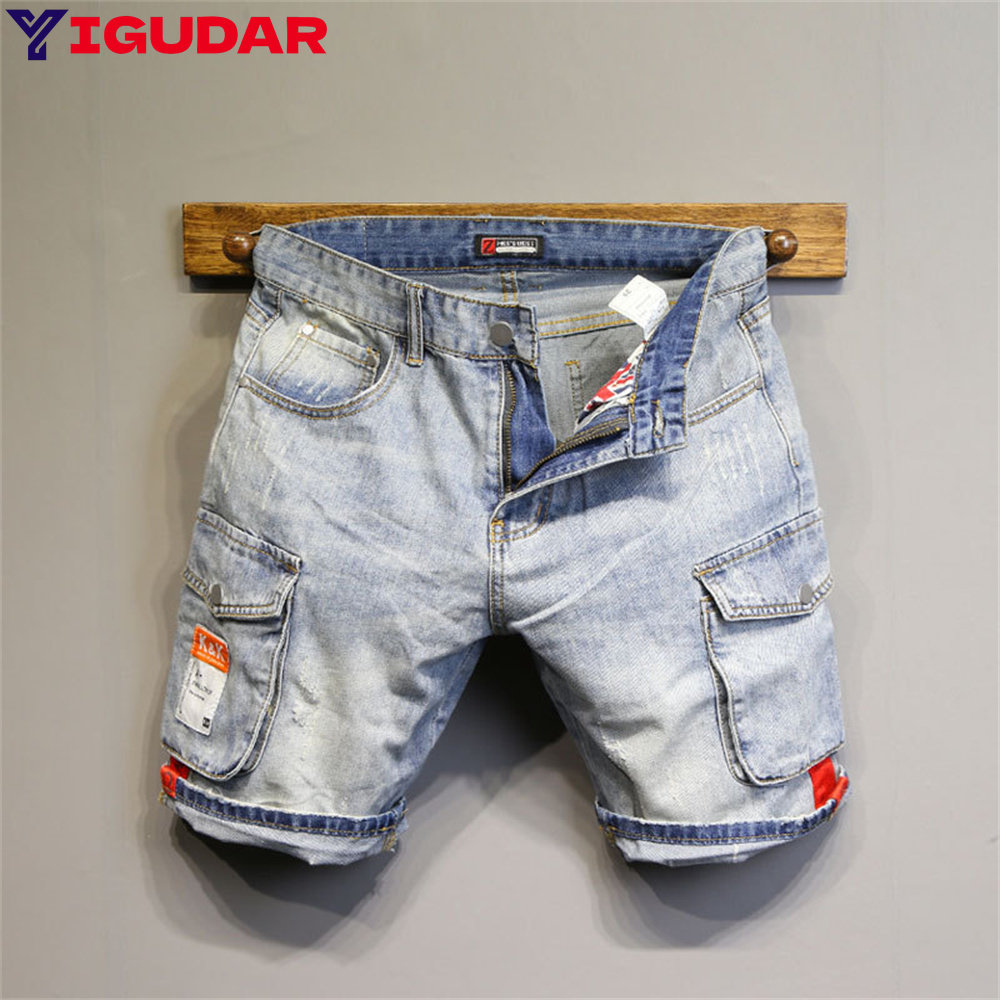 Men'S Fashion With Baggy Jeans - Pantalones Cortos de Jean para Hombre,