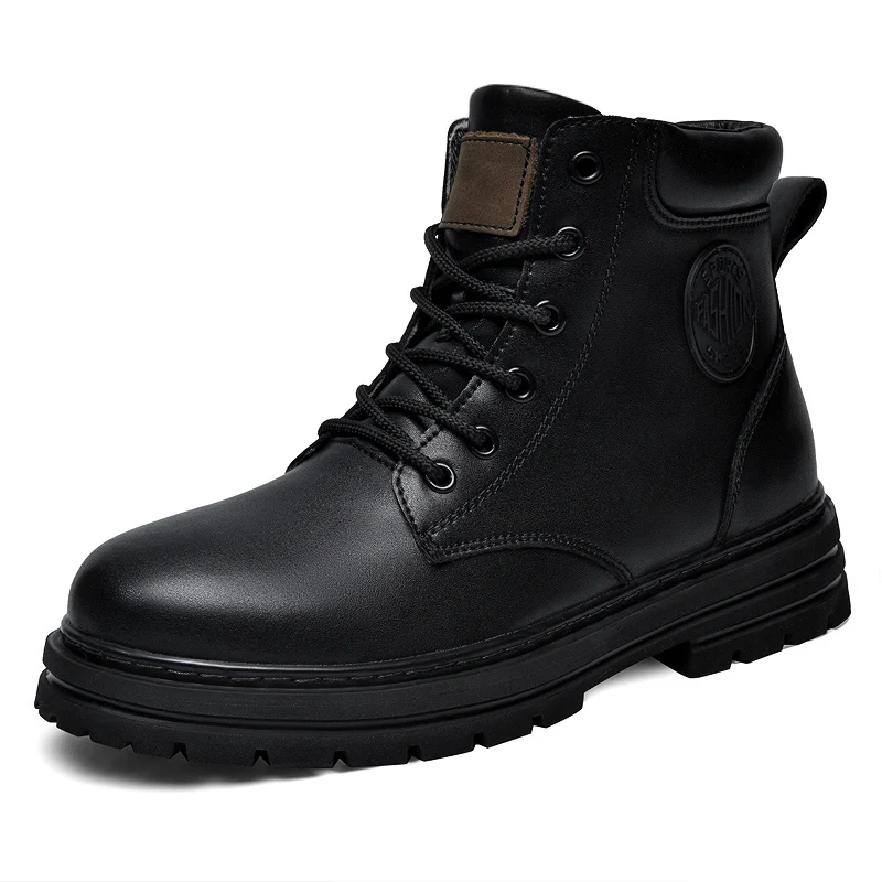 Fashion Men'S Boots - Botas de invierno de cuero negro