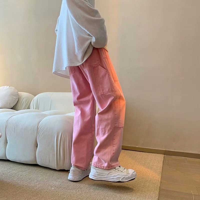 Men'S Fashion With Baggy Jeans - Pantalones Cargo Rosa Holgados de Moda