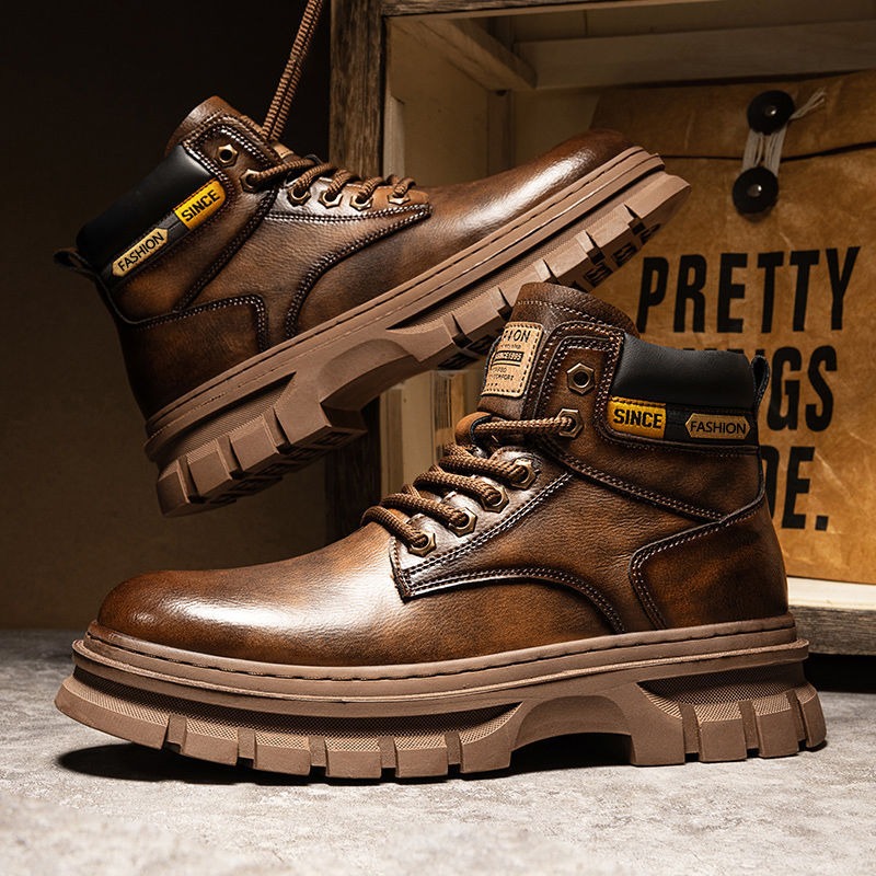 Fashion Men'S Boots - Botines de plataforma Vintage para Hombre,