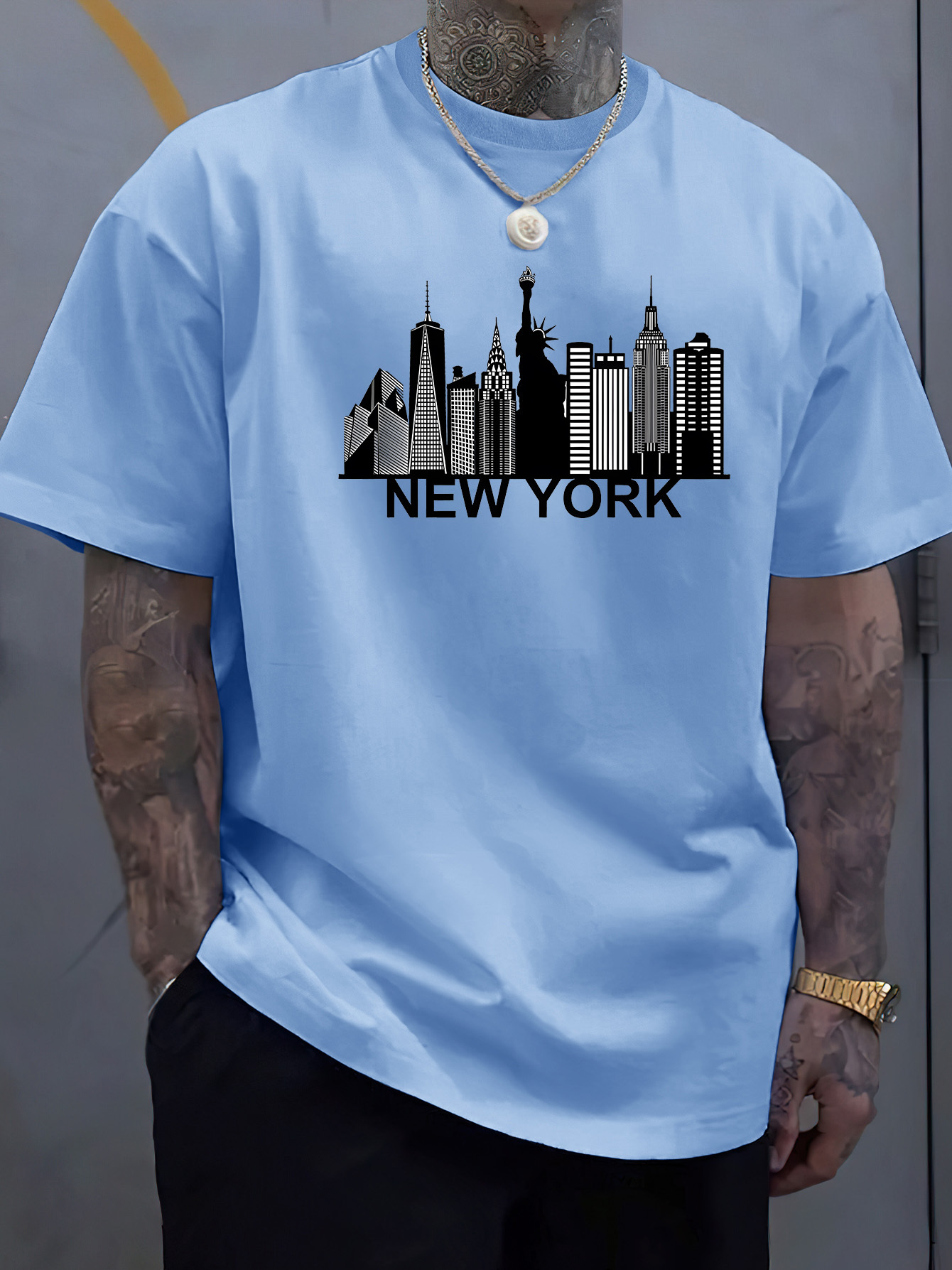 York Men'S Fashion - Camiseta de algodón para hombre con
