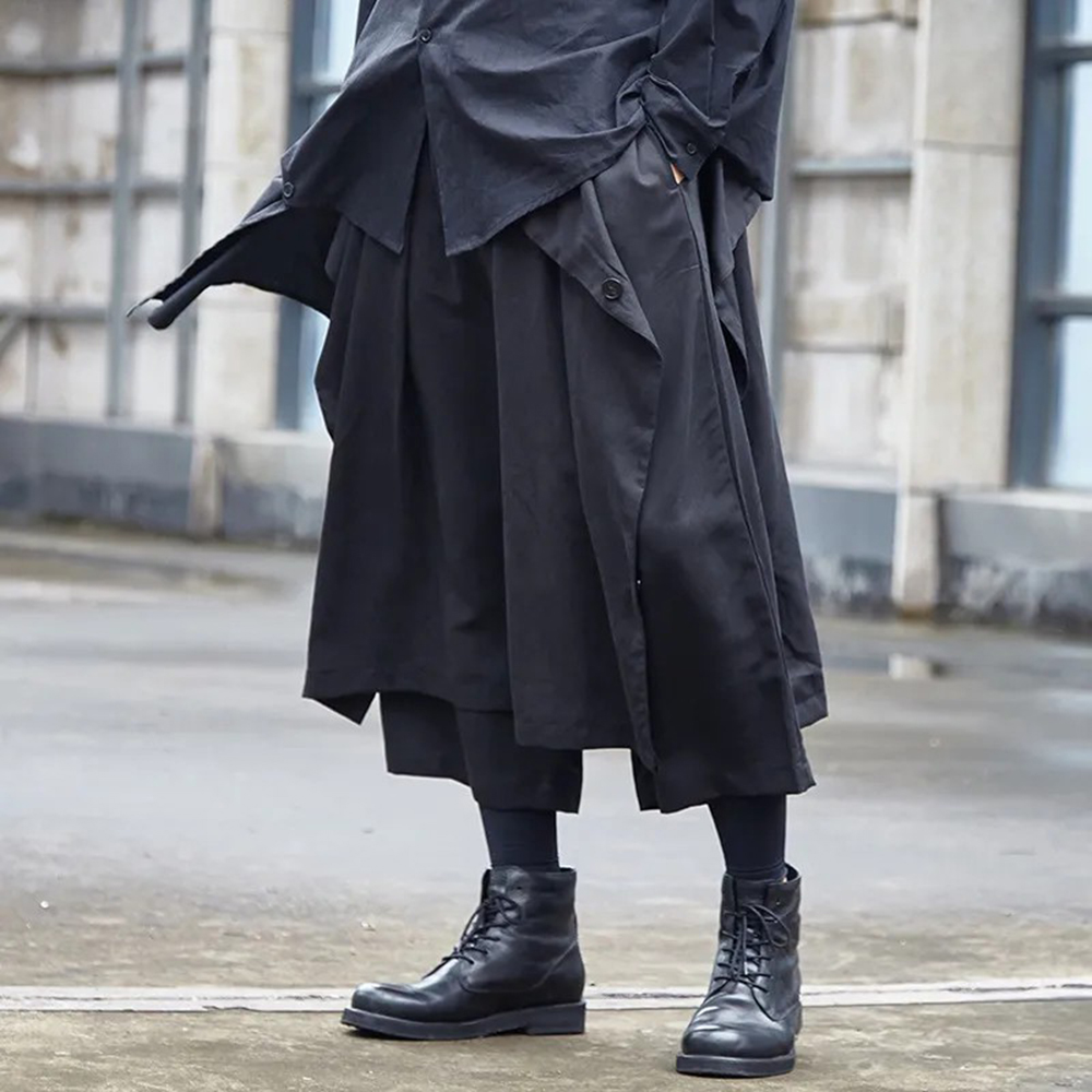 Mens Fashion Trend 2026 - Pantalones Góticos Oscuros Y2K con Botones