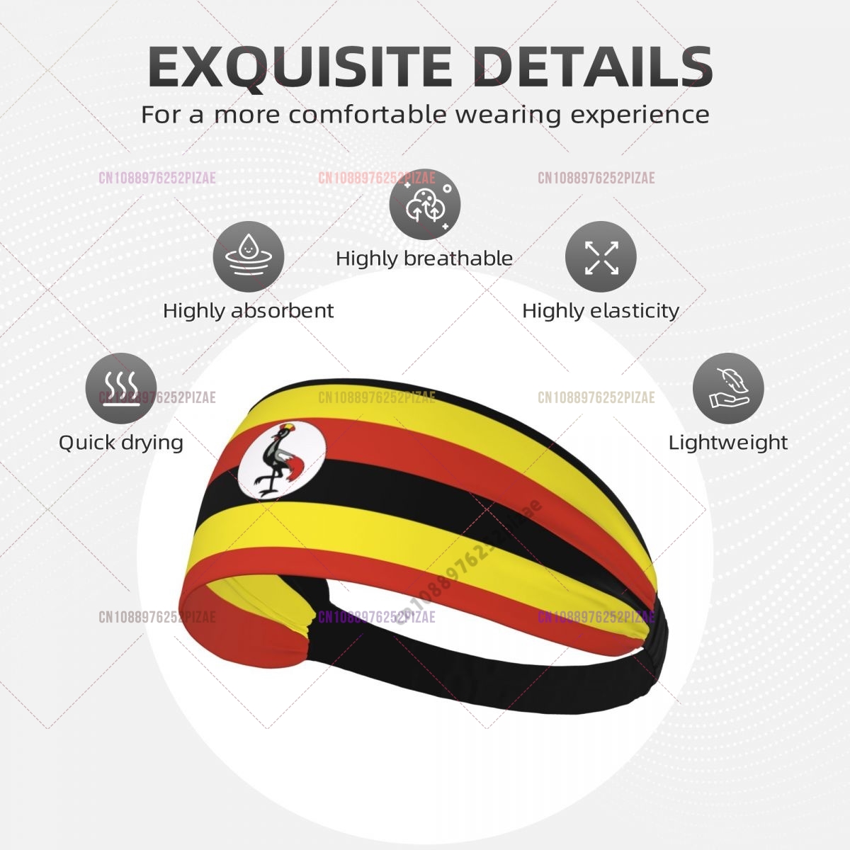 Men Fashion Uganda - Diademas elásticas anchas con bandera de