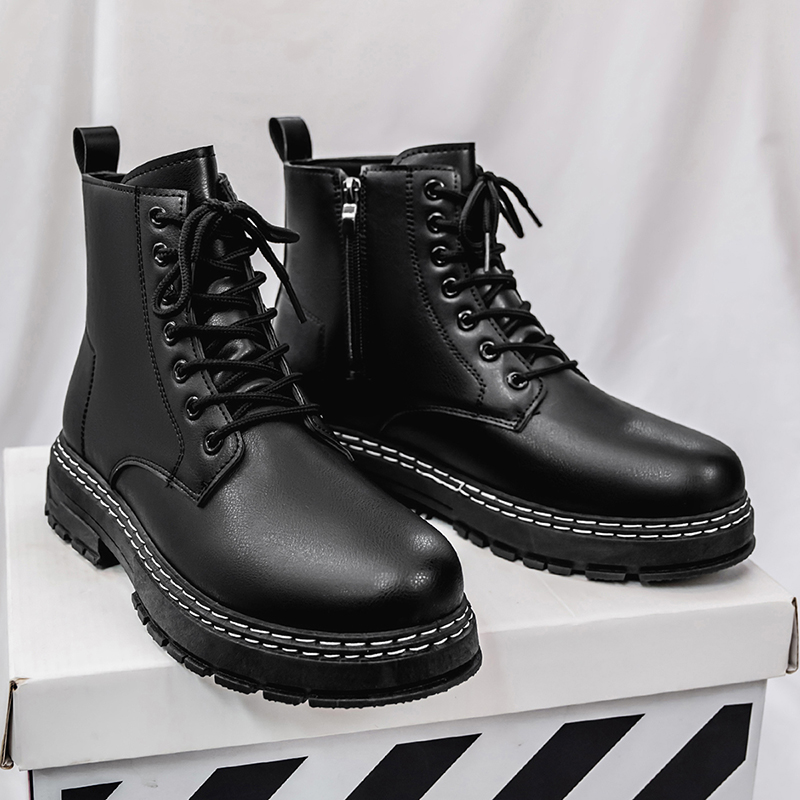 Botas de moto de charol negro  - Fashion Men'S Boots reseña y precio