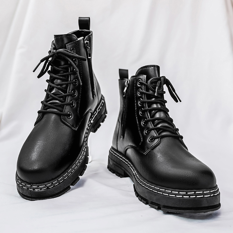 Botas de moto de charol negro  - Fashion Men'S Boots reseña y precio