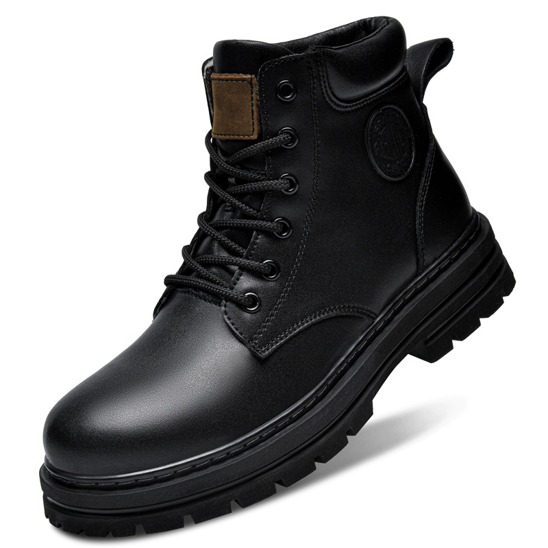 Botas de invierno de cuero neg - Fashion Men'S Boots reseña y precio
