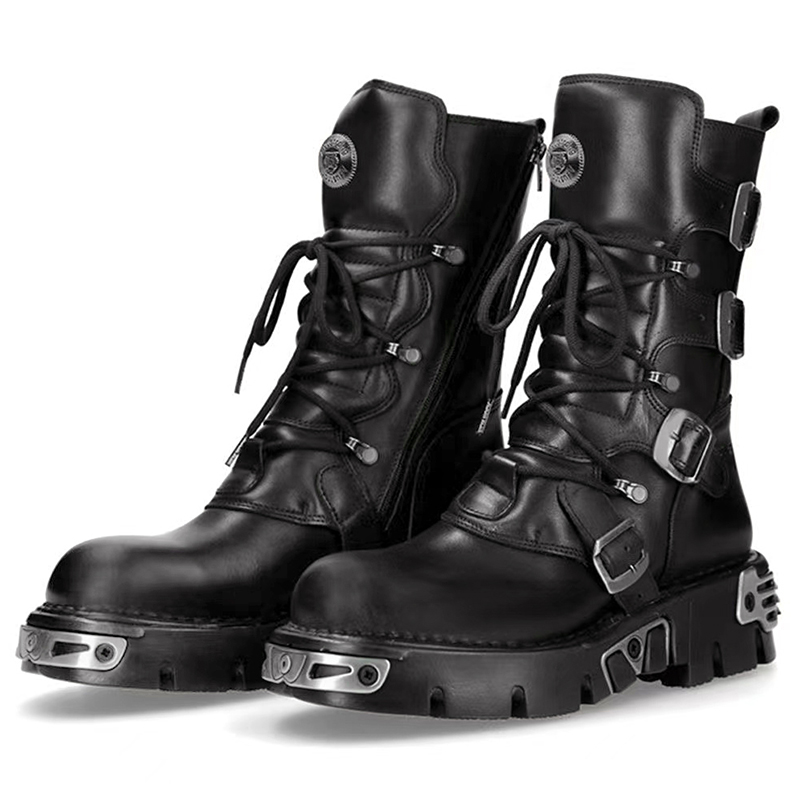 Botas altas de moto góticas pu - Fashion Men'S Boots reseña y precio
