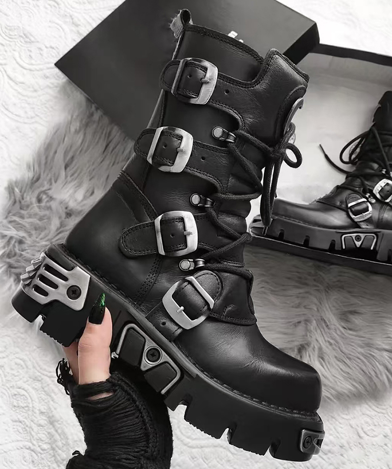 Botas altas de moto góticas pu - Fashion Men'S Boots reseña y precio