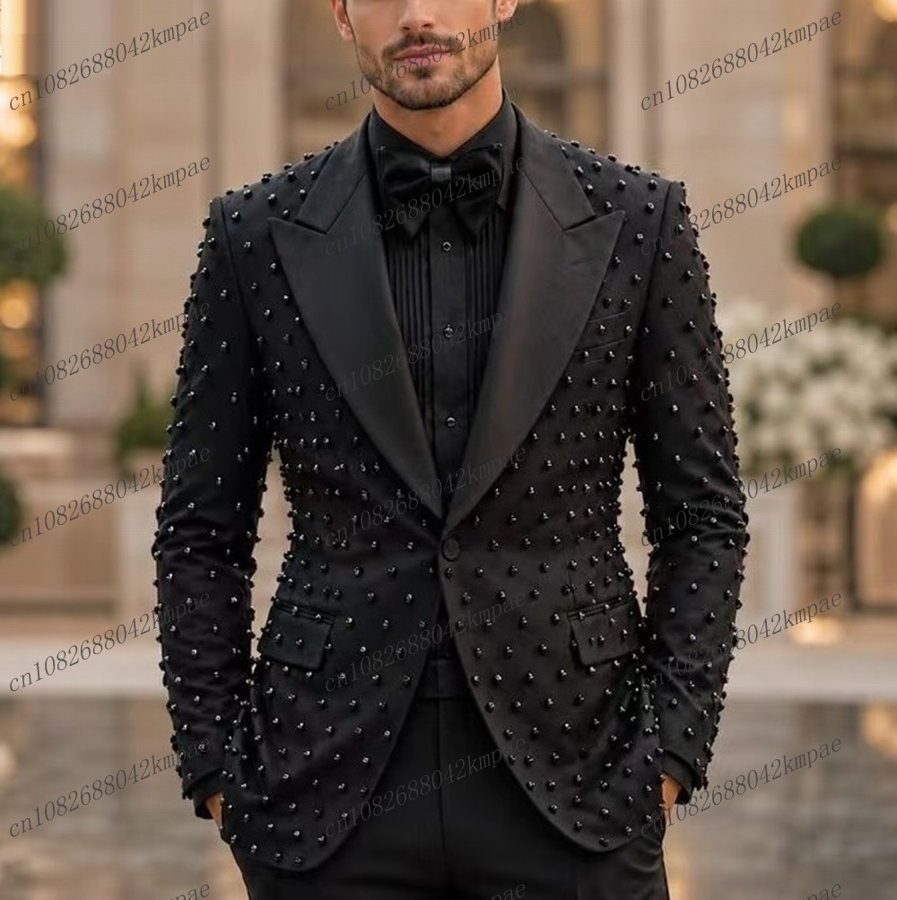 Traje de Hombre Negro con Perl - Mens Fashion Blazer reseña y precio